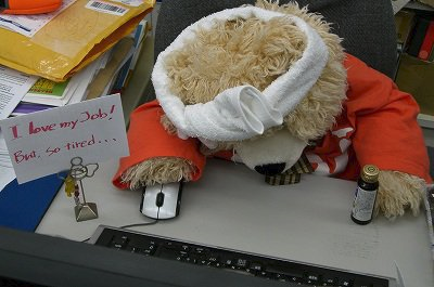 Gift A teddy bear in front of a computer