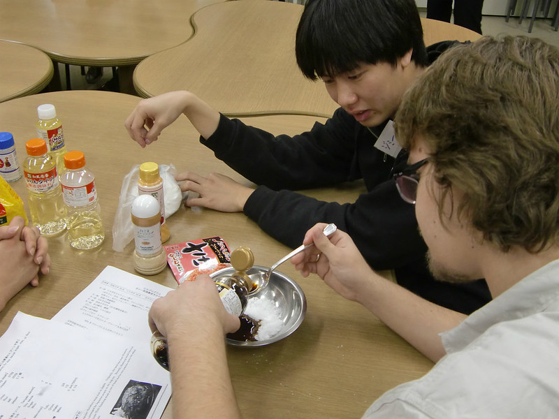 KCP students making teriyaki sauce.