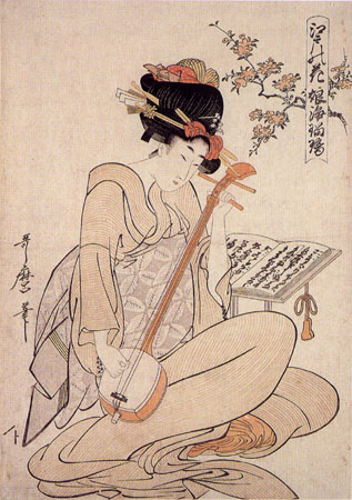 Flowers of Edo Young Woman's Narrative Chanting to the Samisen
