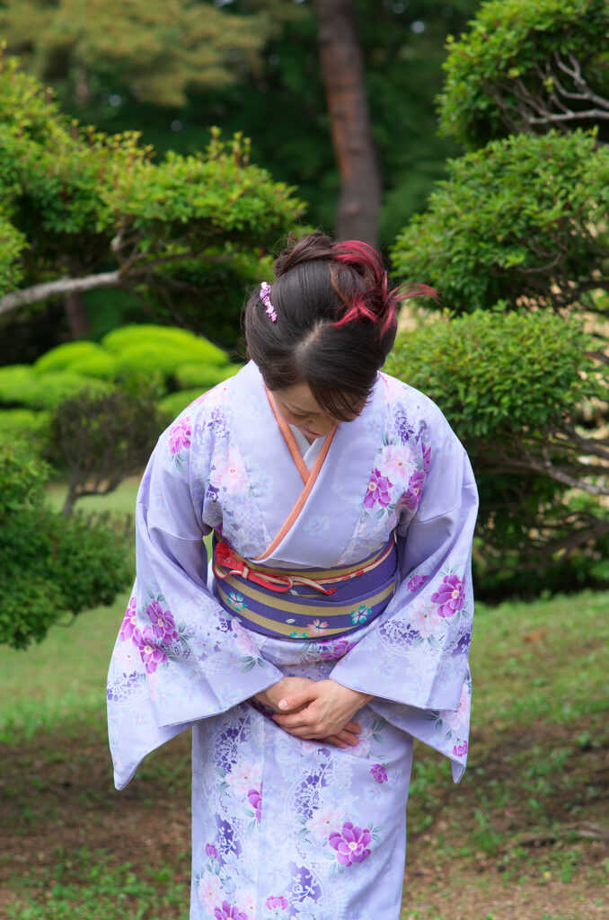 Japanese,Woman,Wearing,Kimono,At,Japanese,Garden